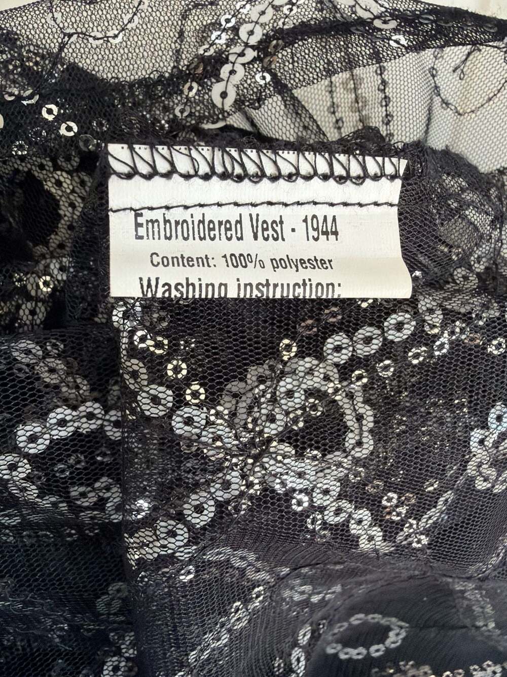 Royal Highness Equestrian Black Embroidered Mesh Sequin Vest - Picture 6 of 6